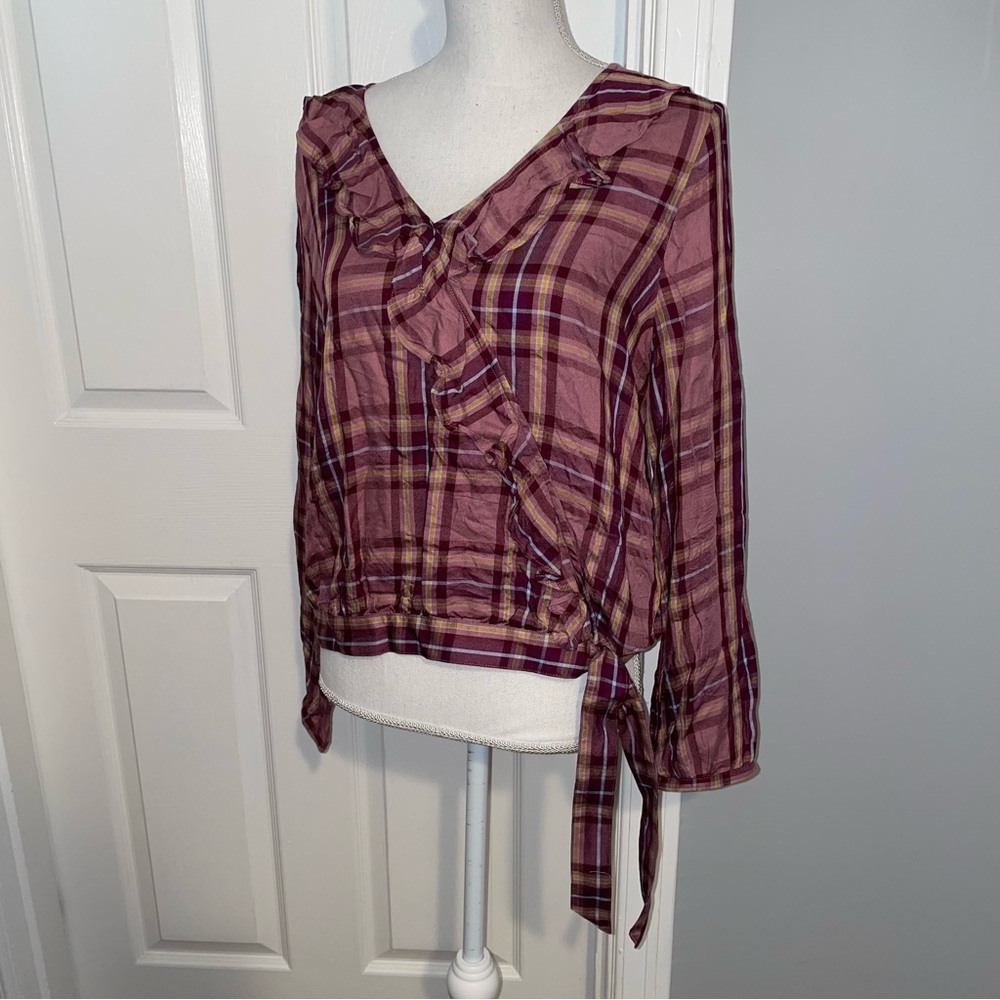 ANA A New Approach Plaid Ruffle Shirt - Picture 2 of 14